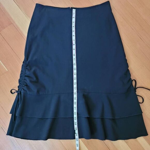 vintage y2k wash collection black ruched side midi skirt minimalist goth romanti - Picture 9 of 10